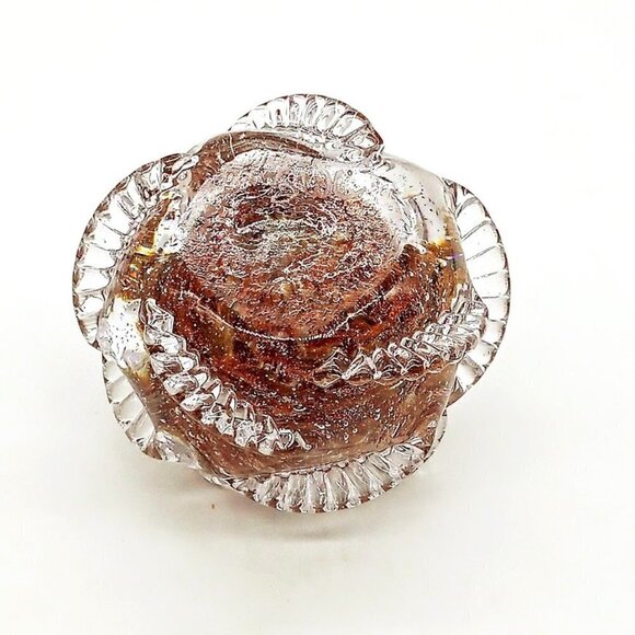 Grant Charpentier Copper Aventurine Studio Art Glass Rose  Grant Charpentier Copper Aventurine Studio Art Glass Rose Paperweight